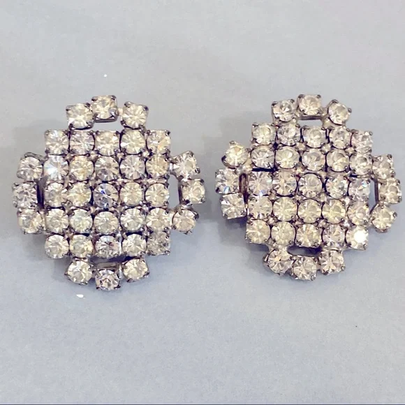 Vintage Clip-On Rhinestone Earrings - Picture 7 of 7
